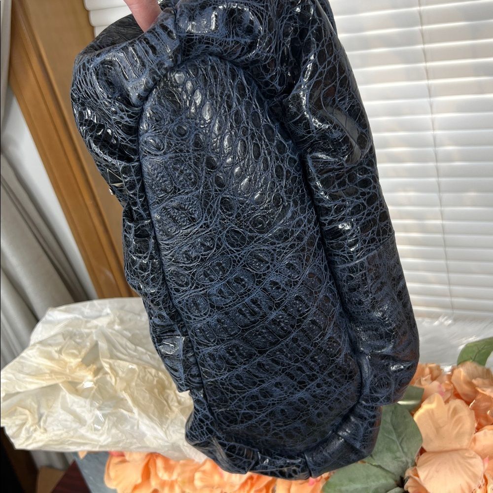 Charm & Luck Blue Croc Embossed Studded Hobo Bag NWT - Picture 7 of 10